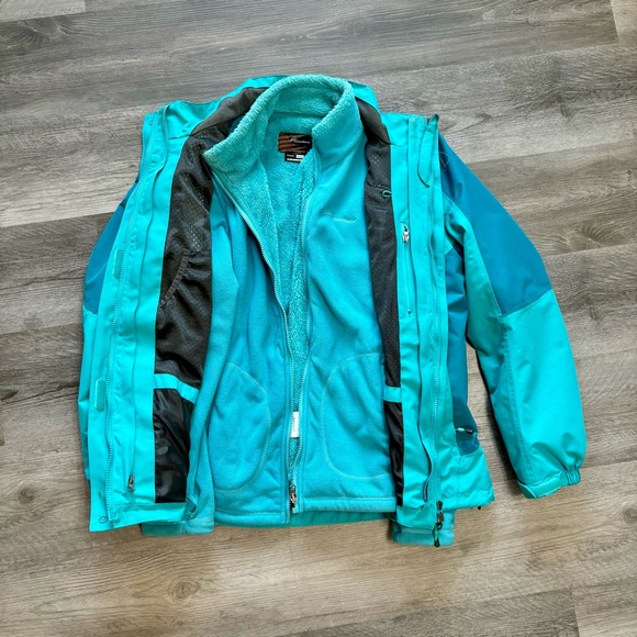 Blue ski jacket with removable, waterproof shell and fleece liner - Picture 8 of 13